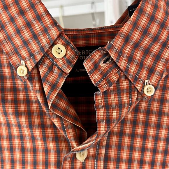 American Eagle Outfitters men's sz. Large orange & brown casual button down 1720 - Picture 7 of 10